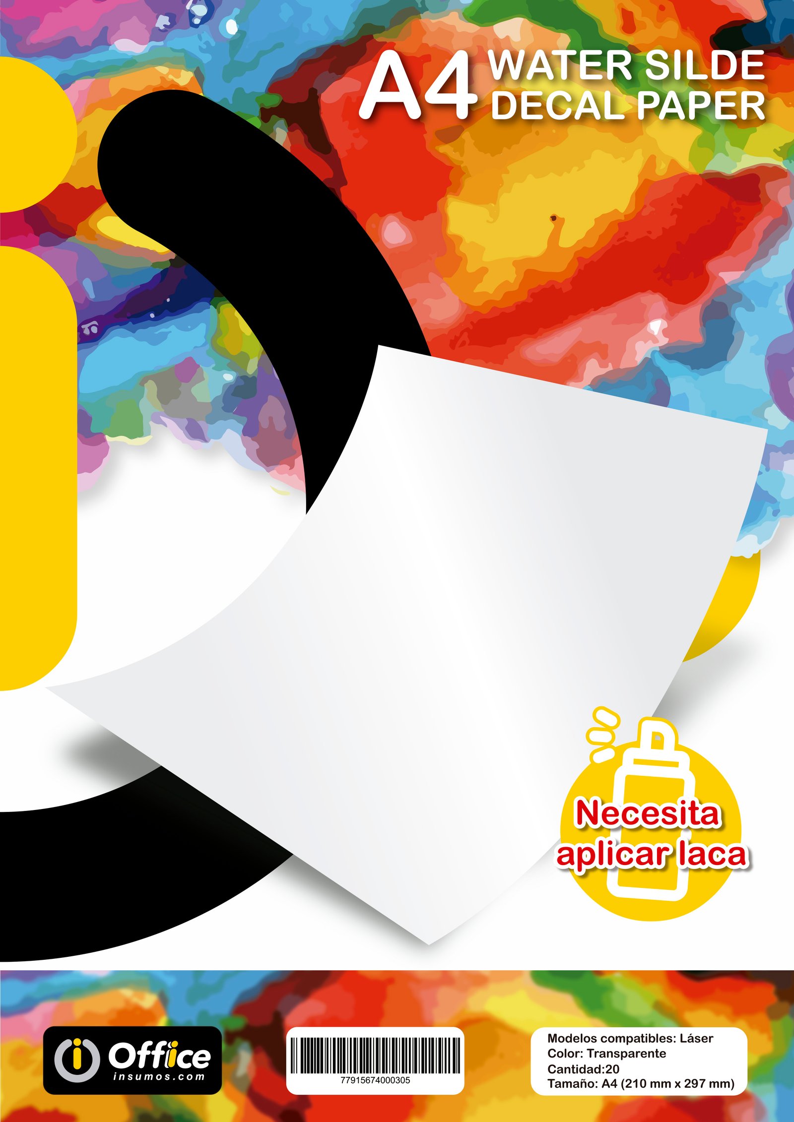 PAPEL A4 TRANSFERENCIA AL AGUA TRANSPARENTE LASER X20  HOJAS WATER SILDE DECAL PAPER NECESITA LACA/BARNIZ